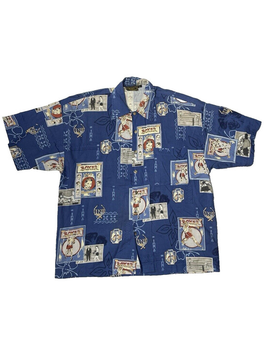 Other - Vtg Monzini Collection Boxing Allover Print Short Sleeve Button Front Shirt L